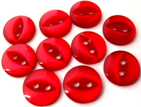 B1045 11mm Poppy Red 2 Hole Polyester Fish Eye Button - Ribbonmoon