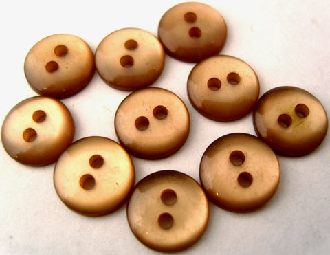 B1054 10mm Pale Brown Pearlised Polyester 2 Hole Button - Ribbonmoon