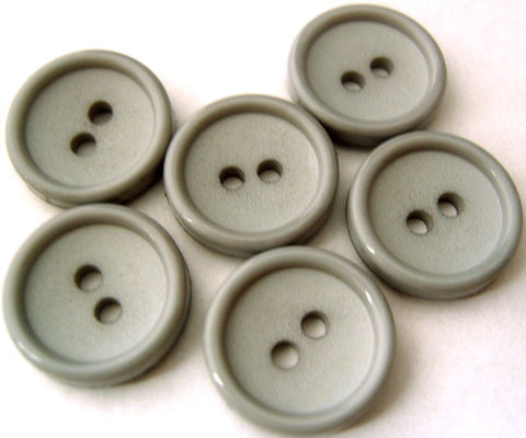 B1123 16mm Pale Mid Grey Matt Centre 2 Hole Button - Ribbonmoon