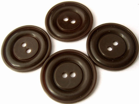 B1242 22mm Dark Brown Thin Nylon High Gloss 2 Hole Button - Ribbonmoon