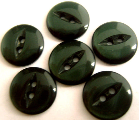 B12612 14mm Darkest Forest Green 2 Hole Polyester Fish Eye Button - Ribbonmoon