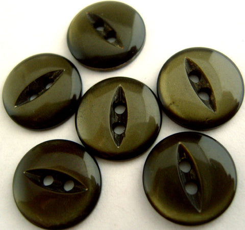 B12619 14mm English Forest Green 2 Hole Polyester Fish Eye Button - Ribbonmoon