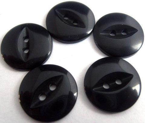 B12680 19mm Black 2 Hole Polyester Fish Eye Button - Ribbonmoon