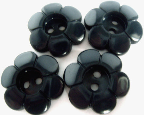 B12821 21mm Navy Glossy 2 Hole Daisy Button - Ribbonmoon