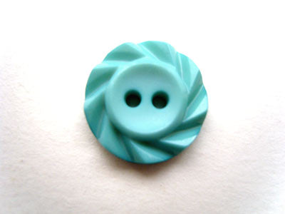 B13425 15mm New Turquoise Matt Centre 2 Hole Button with a Fluted Edge