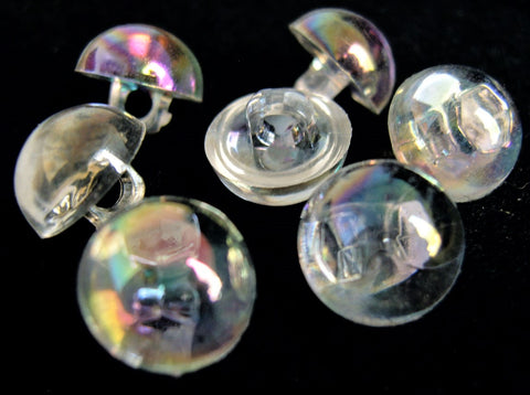 B13620 10mm Clear and Iridescent Half Ball Shank Button