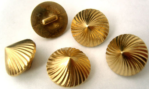 B1394 15mm Gilded Gold Poly Shank Button, Rising to a Centre Point - Ribbonmoon