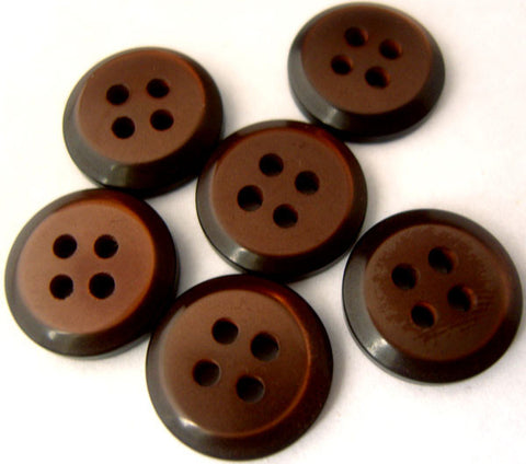 B1427 15mm Hot Chocolate Brown Pearlised Polyester 4 Hole Button - Ribbonmoon