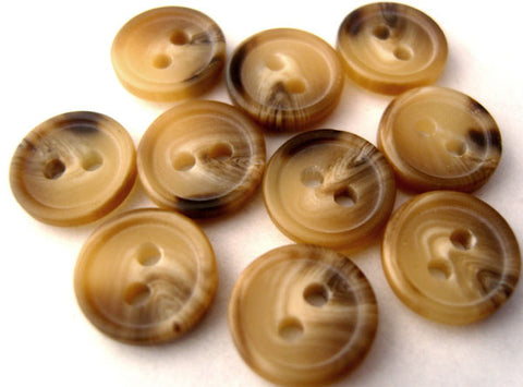 B1497 11mm Browns and Creams Bone Sheen 2 Hole Button - Ribbonmoon