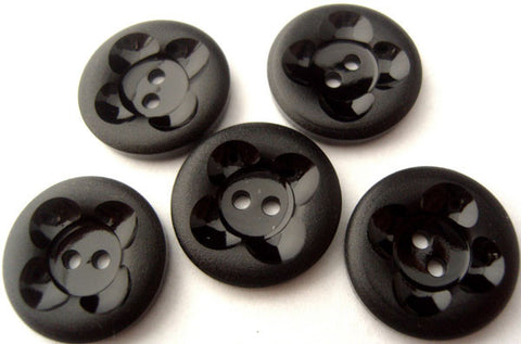 B15021 18mm Black High Gloss Centre and Matt Rim 2 Hole Button - Ribbonmoon