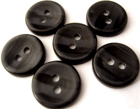 B1522 15mm Tonal Black and Grey Variegated Polyester 2 Hole Button - Ribbonmoon