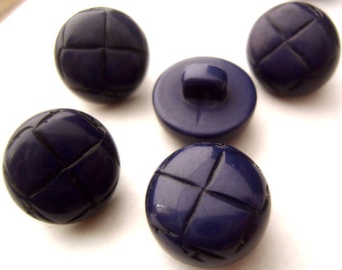 B1590 16mm Ink Purple Navy Leather Effect "Football" Shank Button - Ribbonmoon