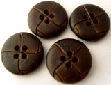 B1591 18mm Dark Brown Leather Effect 4 Hole Button - Ribbonmoon