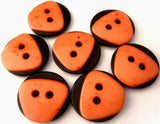 B1592 15mm Black Based with a Speckled Apricot Gloss 2 Hole Button - Ribbonmoon