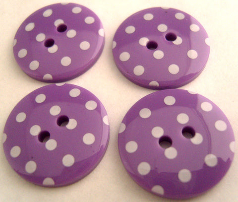 B16241 23mm Pale Purple and White Polka Dot Glossy 2 Hole Button - Ribbonmoon