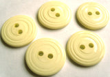 B16236 19mm Very Pale Primrose Matt and Gloss Ringed 2 Hole Button - Ribbonmoon