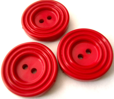 B1627 23mm Deep Red Raised Ringed Rim Gloss 2 Hole Button - Ribbonmoon