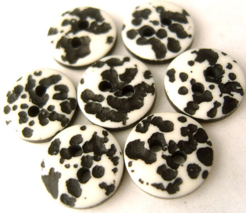 B1637 14mm Black and White 2 Hole Button - Ribbonmoon