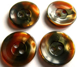 B16410 17mm Brown and Forest Green Pearlised Shimmery 2 Hole Button - Ribbonmoon