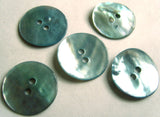 B16414 18mm Turquoise Blue and Iridescent Akoya Shell 2 Hole Button - Ribbonmoon