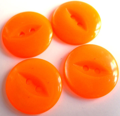 B16855 19mm Deep Neon Orange Polyester Fish Eye 2 Hole Button - Ribbonmoon