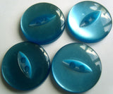 B16880 16mm Deep Kingfisher Blue Polyester Fish Eye 2 Hole Button - Ribbonmoon