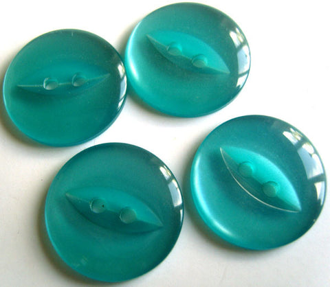 B16896 19mm Kingfisher Blue Polyester Fish Eye 2 Hole Button - Ribbonmoon