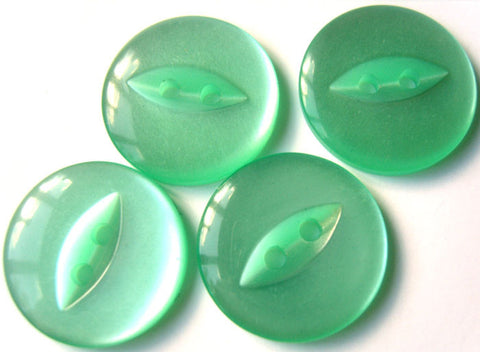 B16998 16mm Bright Deep Aqua Green Polyester Fish Eye 2 Hole Button - Ribbonmoon