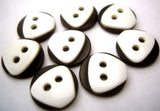 B1792 12mm Black and White Gloss 2 Hole Button - Ribbonmoon