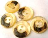 B1920 18mm Creamy Yellow and Brown Gloss 2 Hole Button - Ribbonmoon