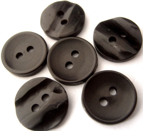 B1942 14mm Black Gloss Reversible Surface 2 Hole Button - Ribbonmoon