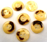 B2088 12mm Creamy Yellow and Brown Gloss 2 Hole Button - Ribbonmoon