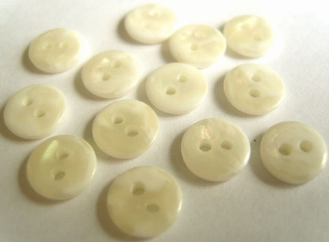 B2097 9mm Pearlised White and Iridesccent 2 Hole Button - Ribbonmoon