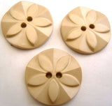 B2234 23mm Pale Ecru Beige Gloss Flower Design 2 Hole Button - Ribbonmoon