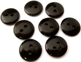 B7987 14mm Black High Gloss Lightly Domed Nylon 2 Hole Button