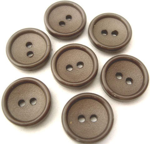 B2337 14mm Mushroom Grey Brown Matt Centre 2 Hole Button - Ribbonmoon