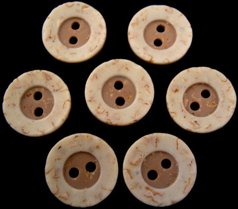 B2350 15mm Beige and Natural Matt Woodchip 2 Hole Button - Ribbonmoon