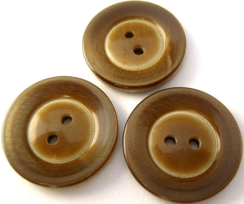 B2361 20mm Tonal Mid Brown Semi Pearlised 2 Hole Button - Ribbonmoon