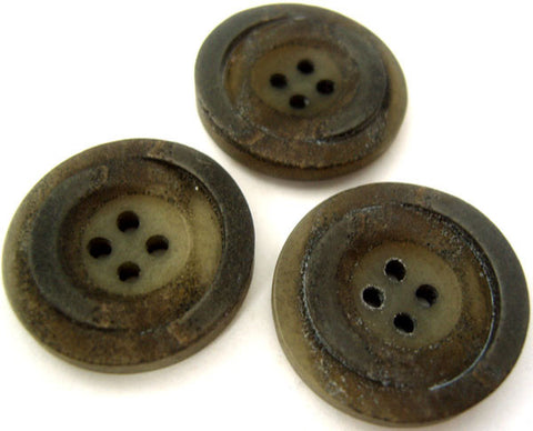 B2363 25mm Dusky Olive Greens Matt Stone Effect 4 Hole Button - Ribbonmoon