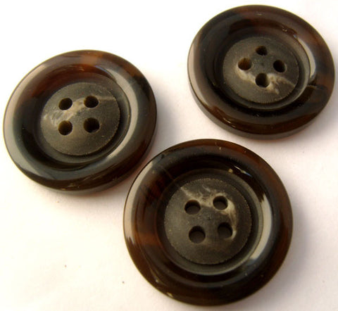 B2375 25mm Dark Browns Matt Centre 4 Hole Button - Ribbonmoon