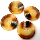 B2408 23mm Amber and Browns Semi Translucent Gloss 2 Hole Button - Ribbonmoon