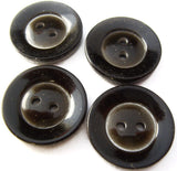 B2443 20mm Black-Dark Brown-Frost Ring Gloss Polyester 2 Hole Button