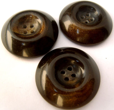 B2449 25mm Brown and Glittery Gold High Gloss Chunky 4 Hole Button - Ribbonmoon