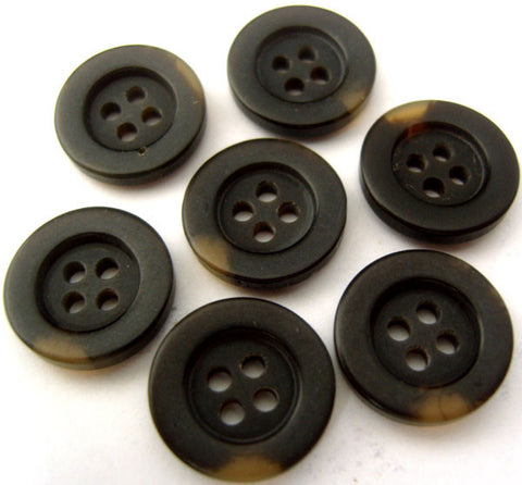 B2459 15mm Very Dark Brown-Natural Soft Sheen 4 Hole Button