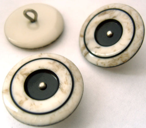 B14969 23mm Black, Natural White and Beige Gloss Shank Button