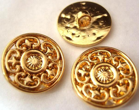 B7005 21mm Gilded Gold Poly Flower Design Shank Button