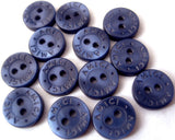 B2628 9mm Dark Royal Blue Pearlised Surface 2 Hole Button, Lettered Rim - Ribbonmoon