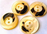 B2666 23mm Creamy Yellow and Brown Gloss 2 Hole Button - Ribbonmoon