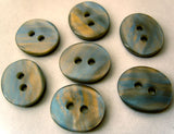 B2723 15mm Tonal Blue and Gold Iridescent Pearlised Oval 2 Hole Button - Ribbonmoon