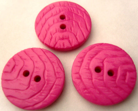 B2817 23mm Bright Hot Pink Gloss Textured 2 Hole Button - Ribbonmoon